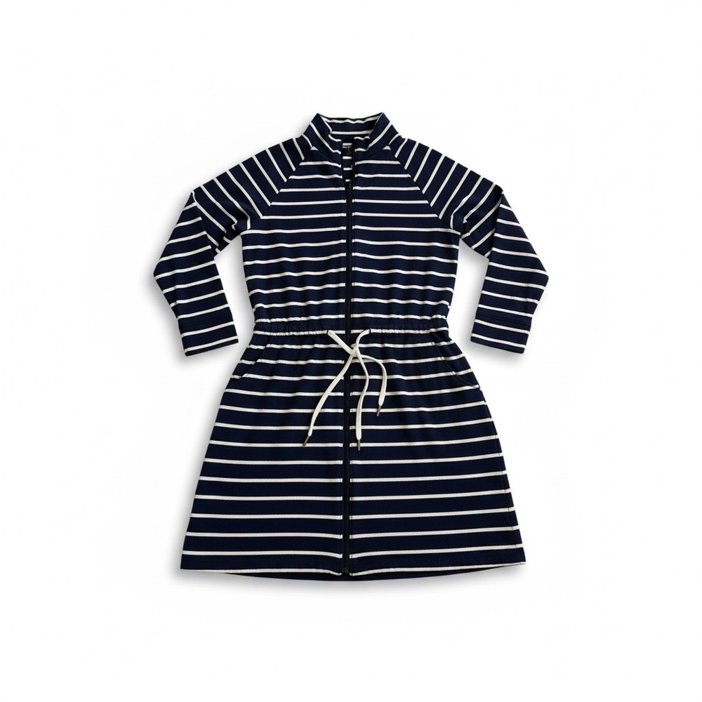 Lands' End Navy and White Striped Zip‎ Hoodie Dress
